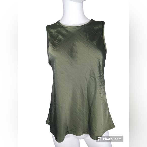 Banana Republic Women's Sleeveless Top Jet Olive Green Velvet Tank Career Sz S - Picture 1 of 14
